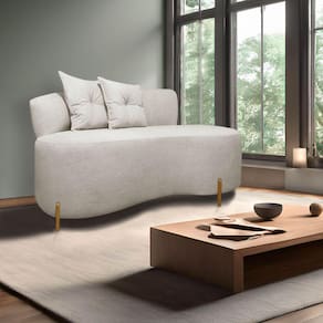Sofá Curvo Orgânico Grécia 2 Pessoas 145cm Bouclê Bege SOFA STORE