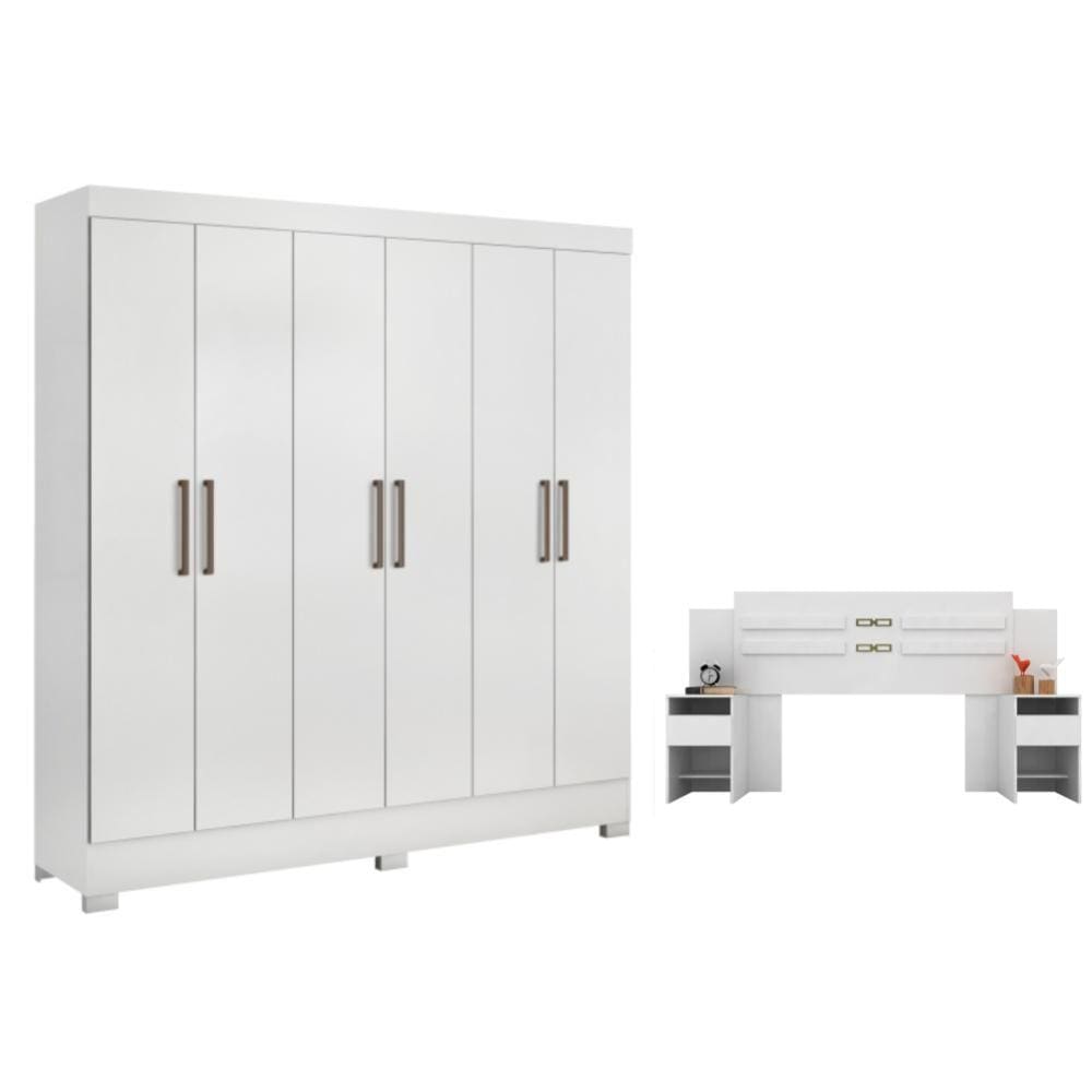 Conjunto Cabeceira e Guarda Roupa Casal Ferrara