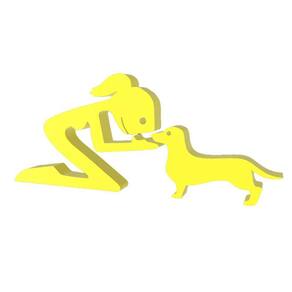 Menina E Salsicha Cachorro Pet Decoração 3D