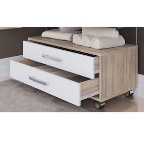 Gaveteiro Com Rodinhas 60cm 2 Gavetas Para Banheiro Quarto Balcão com Rodízios