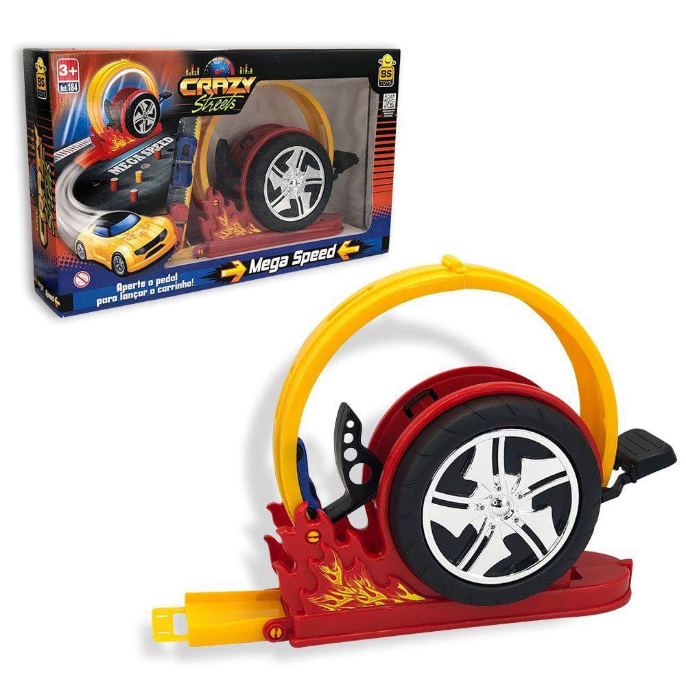 Pista Mega Speed com Loop 360º Lançador com 02 Carrinhos