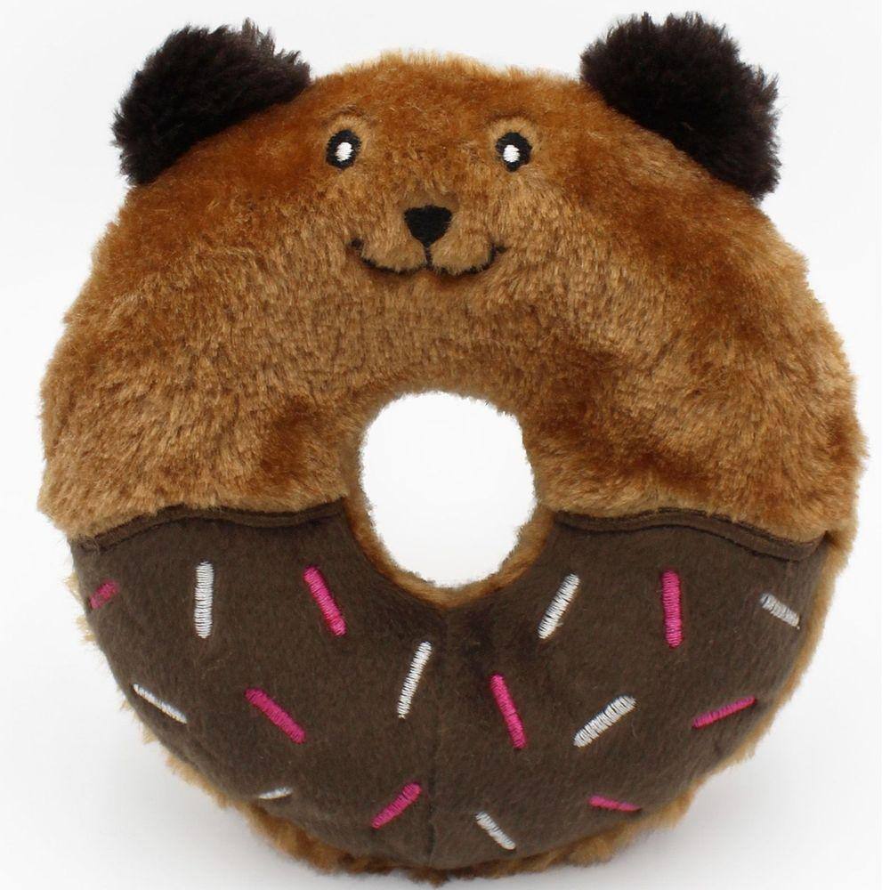 Brinquedo Pelúcia Donutz Buddies ZippyPaws Com Apito Para Cães e Gatos Médio - Urso