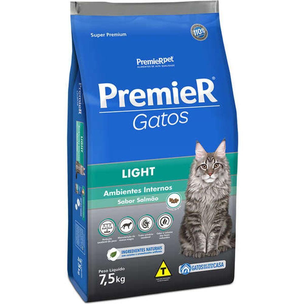 Premier A.I.Gatos Ad. Light Salmao 7,5 Kg