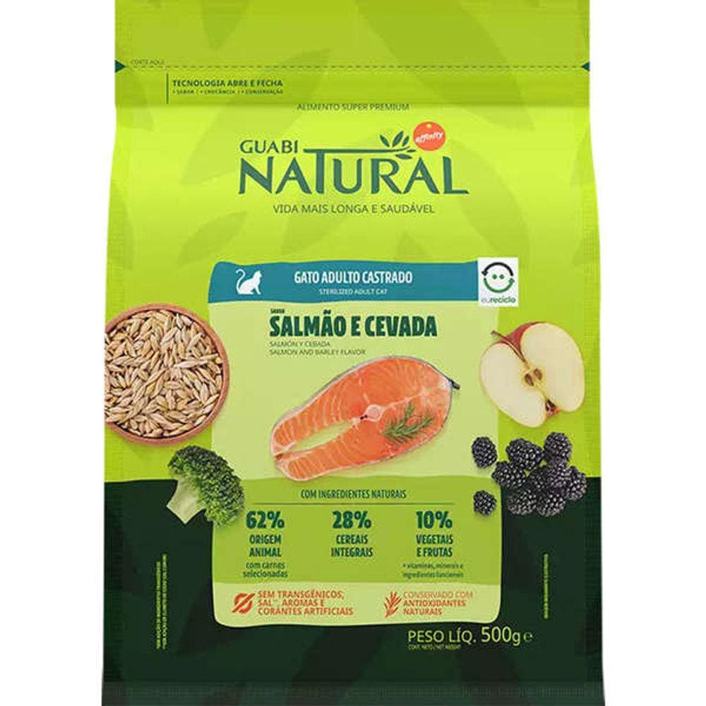 Guabi Natural Gatos Ad.Castr.Salmao/Cevada 500g