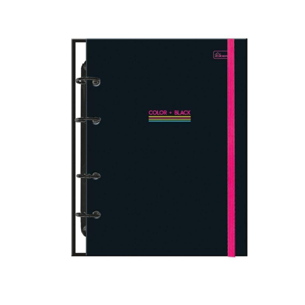 Fichário Argolado Colegial Capa Dura 80Fls Pink Black