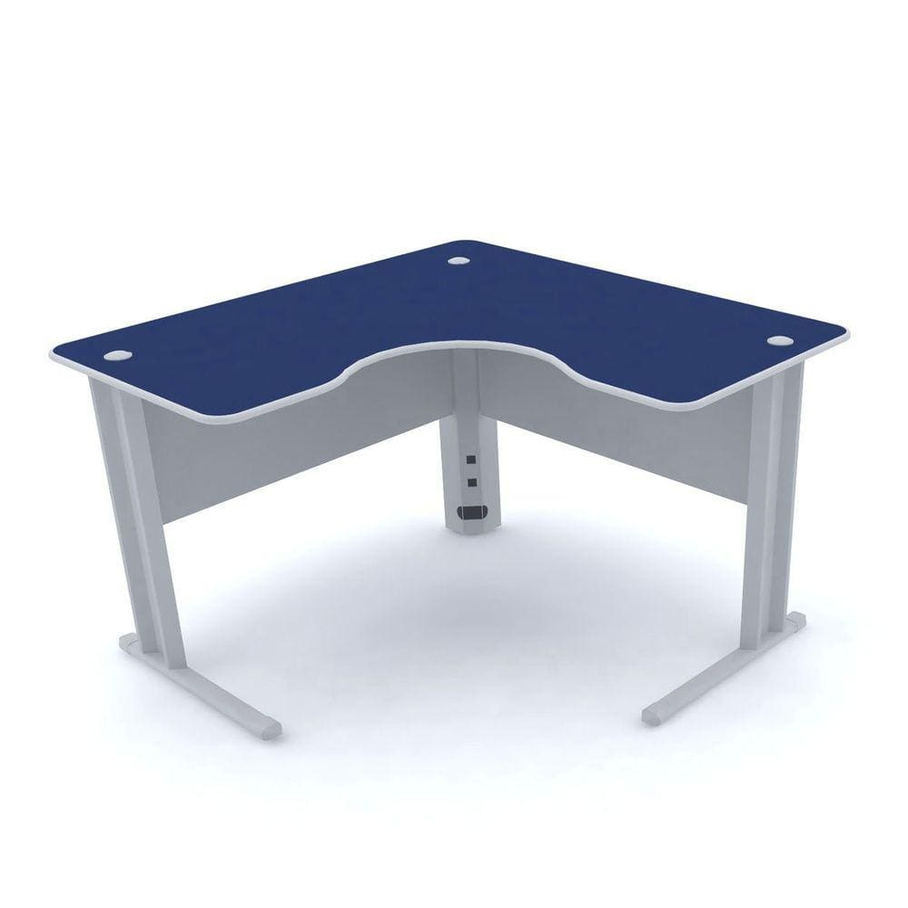 Mesa Em L P/ Escritório 120X120 Pandin Maxxi - Azul/Cinza