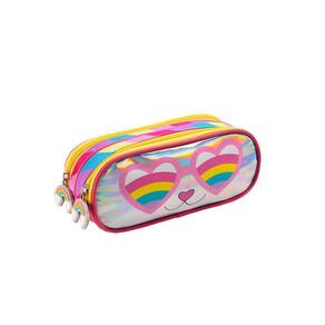 Estojo Duplo Gatinha Arco Íris Menina
