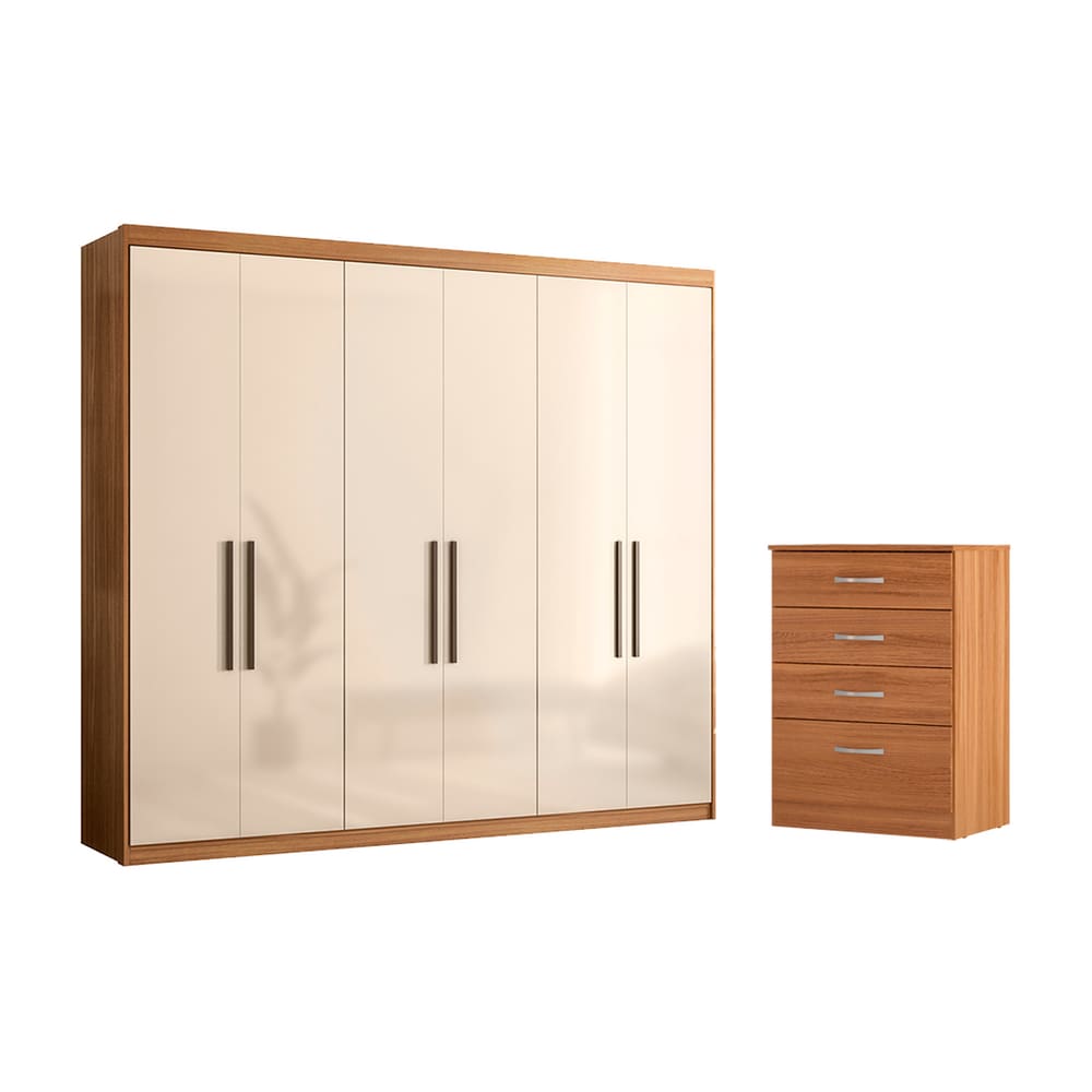 Guarda Roupa e Cômoda Melbourne Amêndola Off White