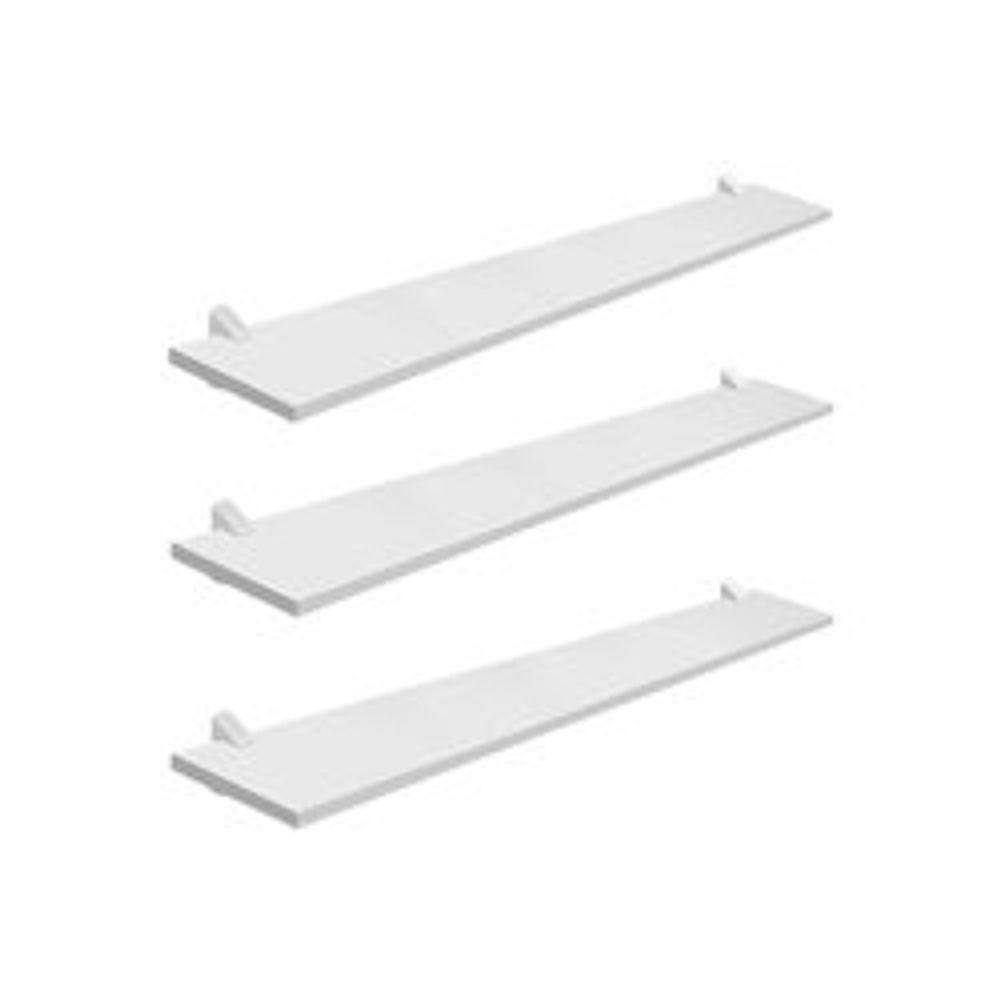 Kit com 3 Prateleira Estante MDF Branca 20x100