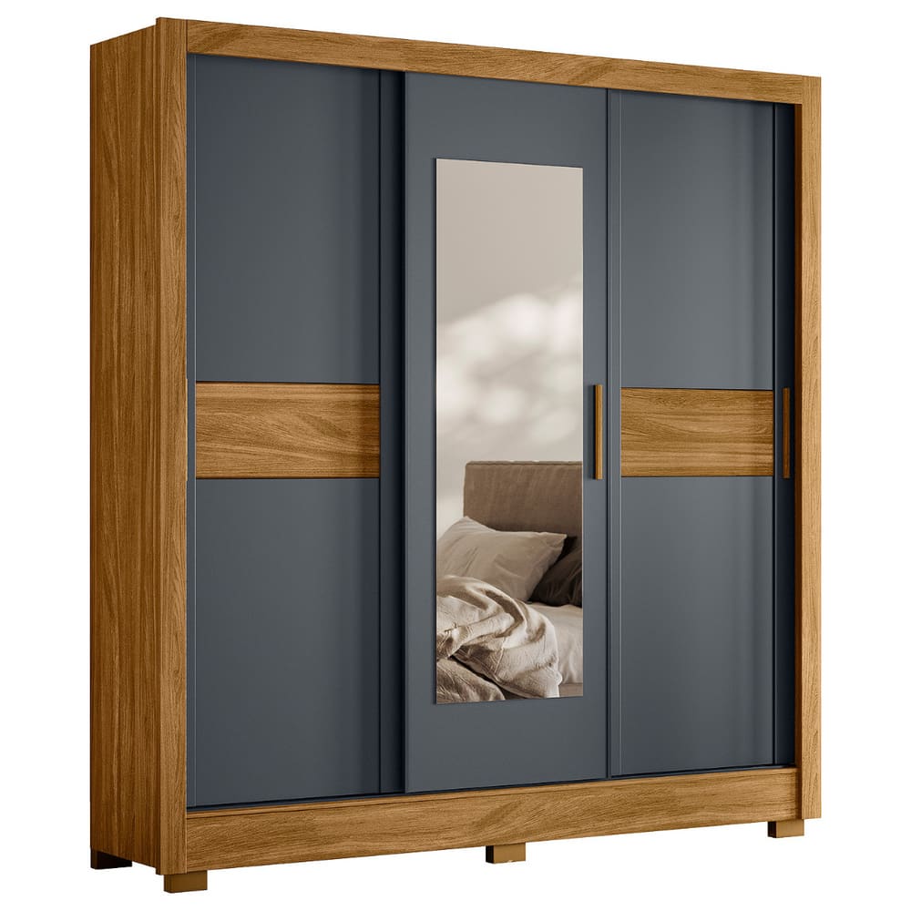 Roupeiro de Casal com Espelho Doha Freijó Cinza