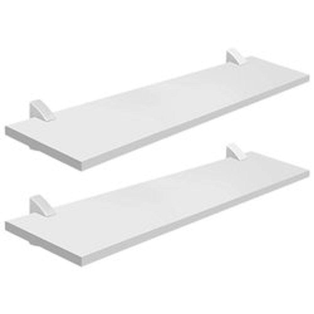 Kit com 2 Prateleira Estante MDF Branca 2 60x20