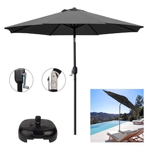 Ombrelone 3 metros Com Base Preta Manivela Articulado Maresias Para Piscina Cinza - AMZ