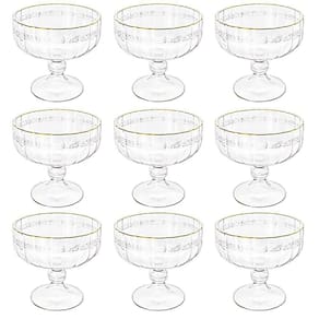 Taça Sobremesa Em Cristal Imperial Fio Ouro 200Ml 9 Peças