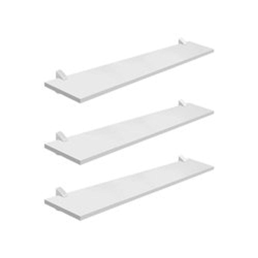 Kit com 3 Prateleira Estante MDF Branca 20x80
