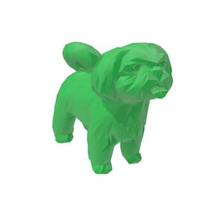 Shitzu Low Poly Pet Dog Geométrico Decoração 3D - Verde