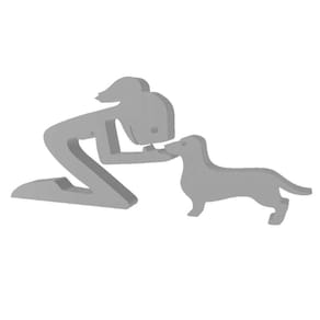 Menina E Salsicha Cachorro Pet Decoração 3D
