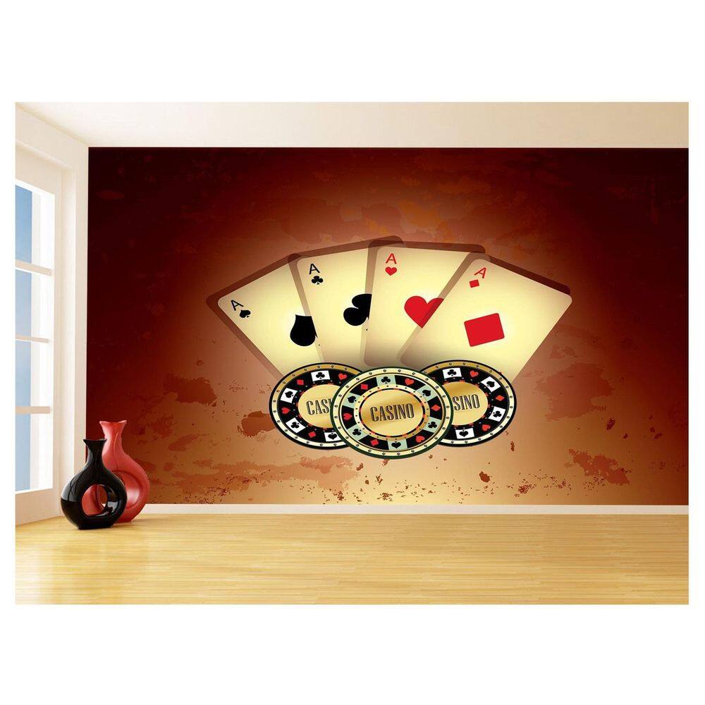 Papel De Parede 3D Salão De Jogos Cartas Poker 3,5M Jcs100