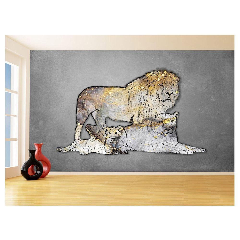 Papel De Parede Animais Pop Art Familia Leões 3,5M Pxa420