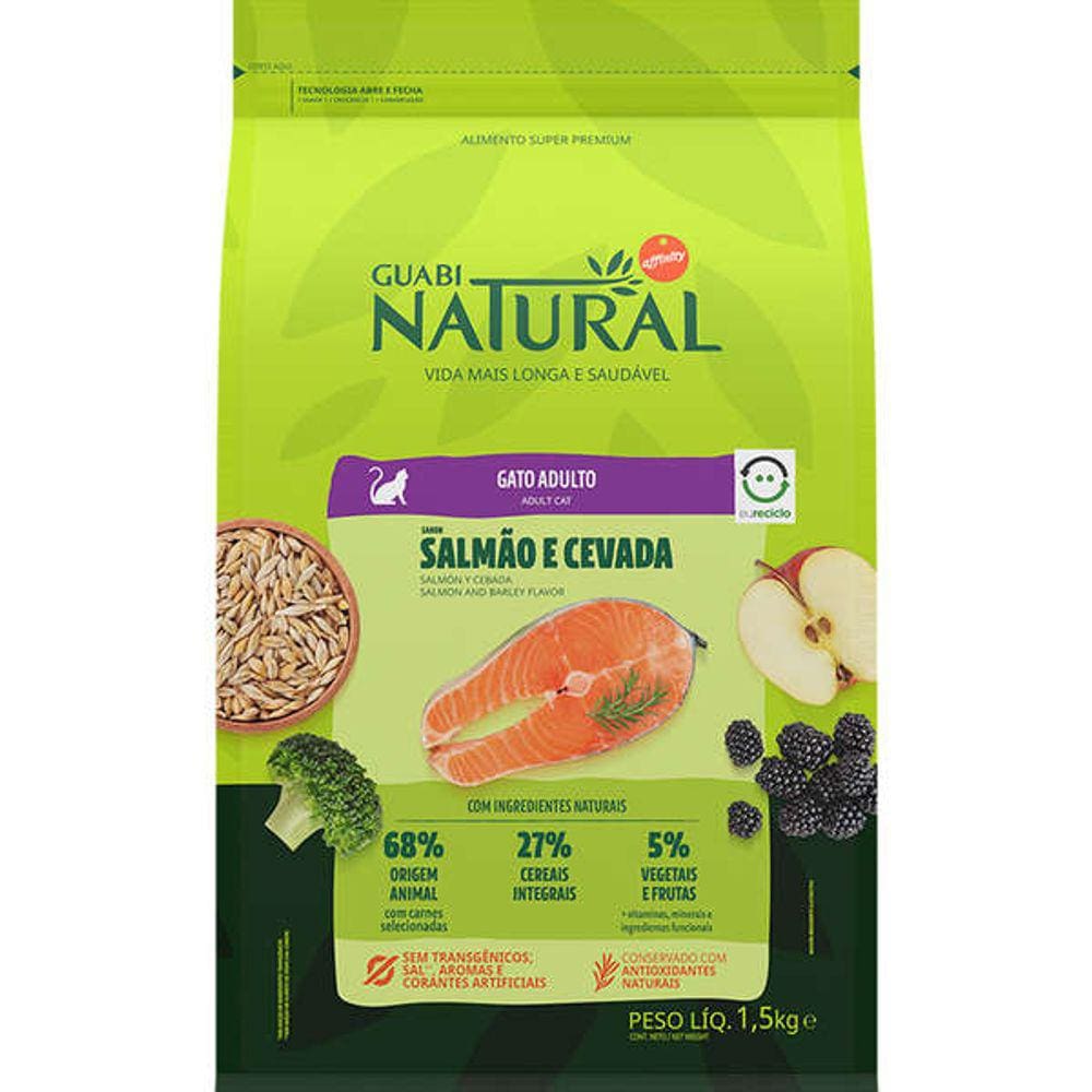 Guabi Natural Gatos Adulto Salmao/Cevada 1,5kg