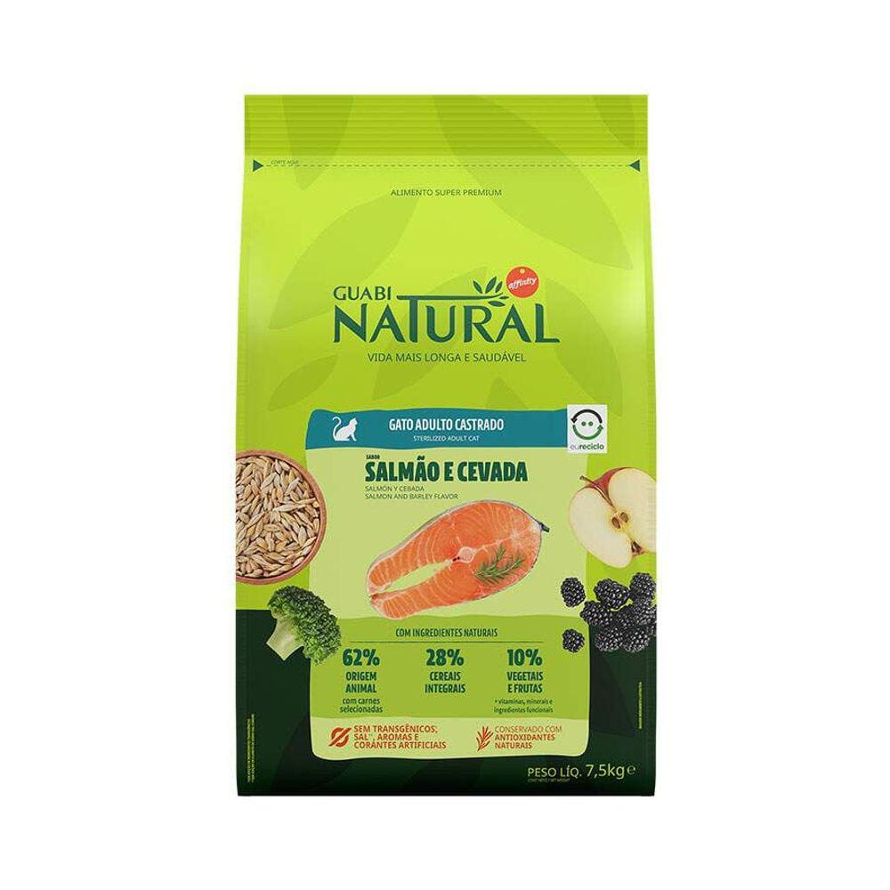 Guabi Natural Gatos Ad.Castr.Salmao/Cevada 7,5Kg