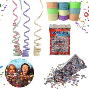 Kit 5 Confetes 120Gr Carnaval Festa Folia 24 Rolo Serpentina