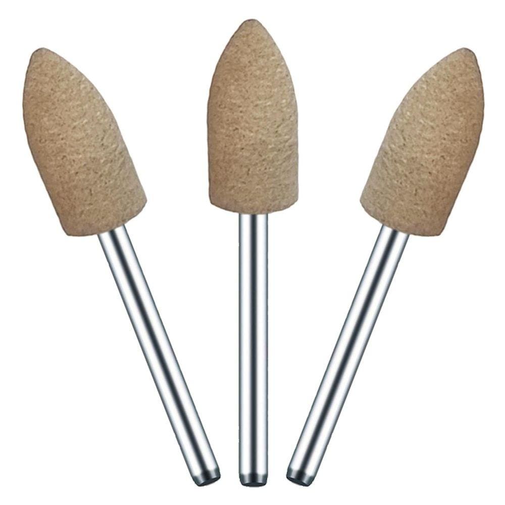 Kit 3 Ponta Montada 8Mm Couro Vaca Haste 3Mm Para Polimento