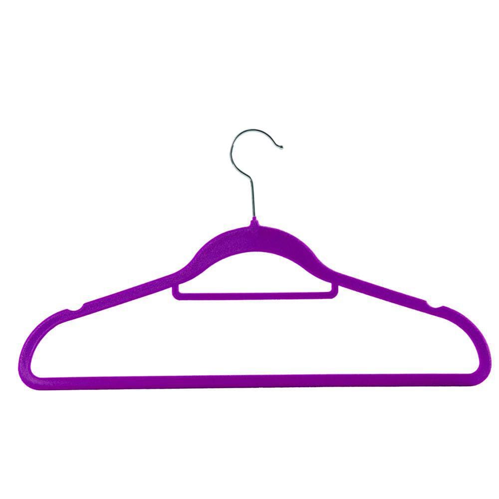 Kit Cabide Veludo Vizapi Adulto Velvet com 5 45x24,5cm Com Barra Para Calca Lilas