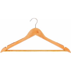 Cabide de Madeira Vizapi Adulto Wood 45X23Cm Antideslizante Para Camisa Com Barra Para Calça Natural