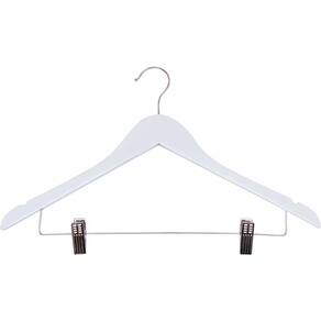 Cabide De Madeira Vizapi Adulto Wood 44x22cm Presilha Tailleur Laca Branco