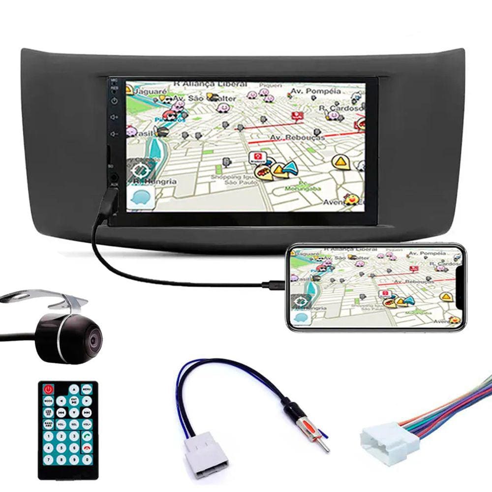 Multimídia Sentra 2014 em Diante Espelhamento Bluetooth USB SD Card + Moldura + Câmera Borboleta + Chicote + Adaptador Antena + Interface