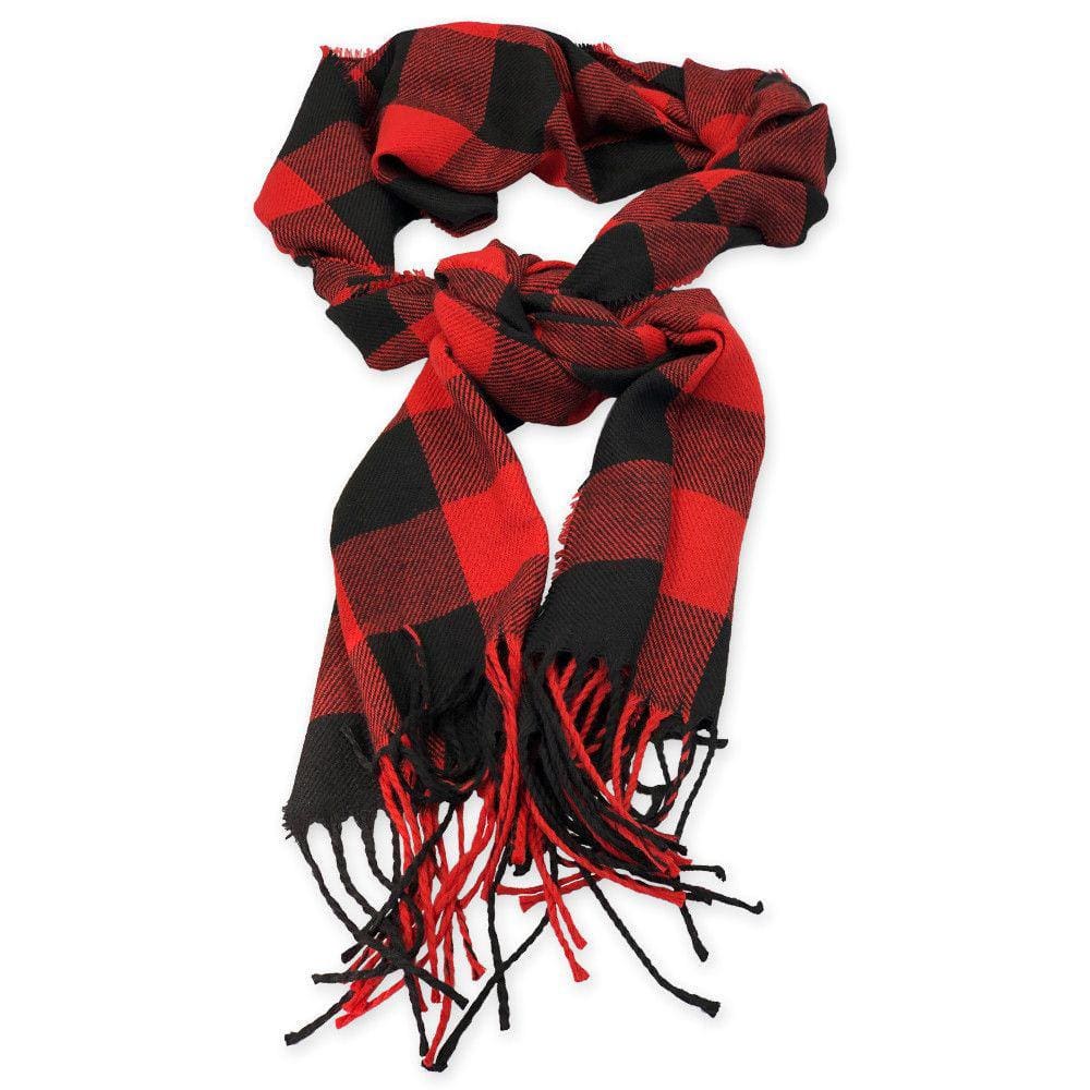Cachecol Xadrez Vermelho e Preto Flanelado Grande 1,60MT