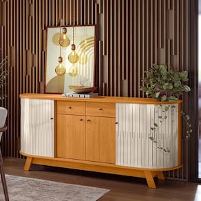 Buffet 04 Portas 02 Gavetas Mônaco Cinamomo Off White Madetec