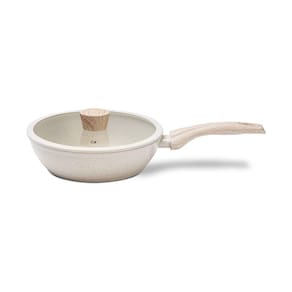 Frigideira Alta com Tampa e Indução 24 cm 2,3 L Revestimento Antiaderente Mineral Resist Cor Vanilla Linha Ceramic Life