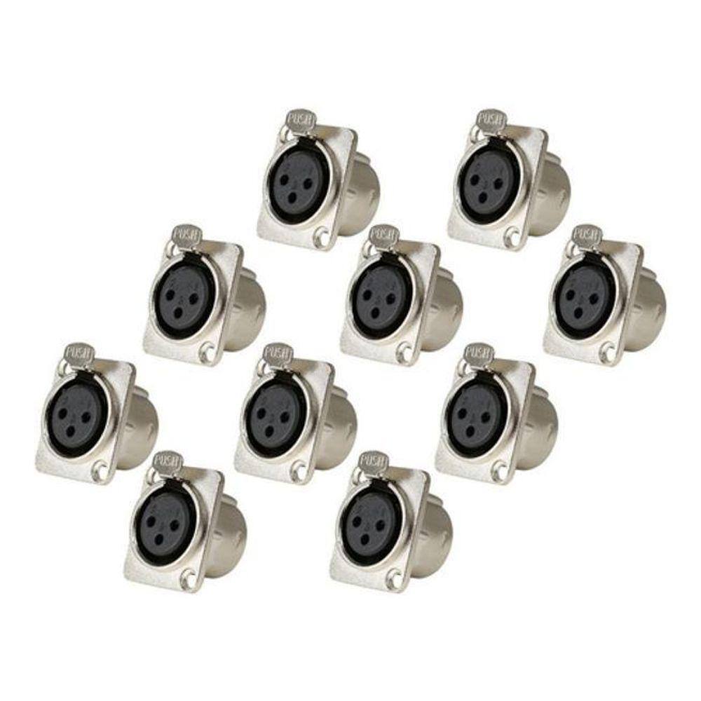 Kit 10 Conector Xlr Canon Femea Para Painel 3 Pinos Sa2X