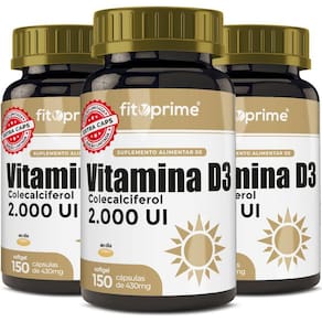 Kit 3 Vitamina D3 2000Ui Colecalciferol Extra 150 Cápsulas