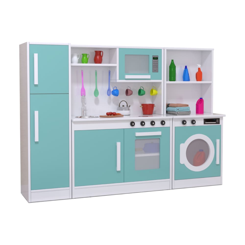 Kit em MDF Cozinha Completa Infantil com Lavanderia Menta