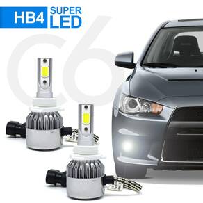 Par Lâmpadas HB4 Farol Milha Ford Ranger 2004 2005 2006 2007 2008 Super Led C6 6000k 7200 Lumens Branco Frio Efeito Xenon