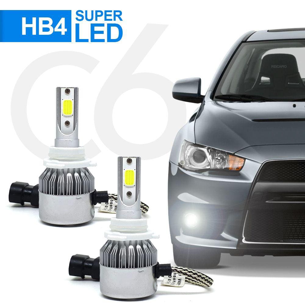 Par Lâmpadas HB4 Farol Milha Ford Ecosport 2008 2009 2010 2011 2012 Super Led C6 6000k 7200 Lumens Branco Frio Efeito Xenon