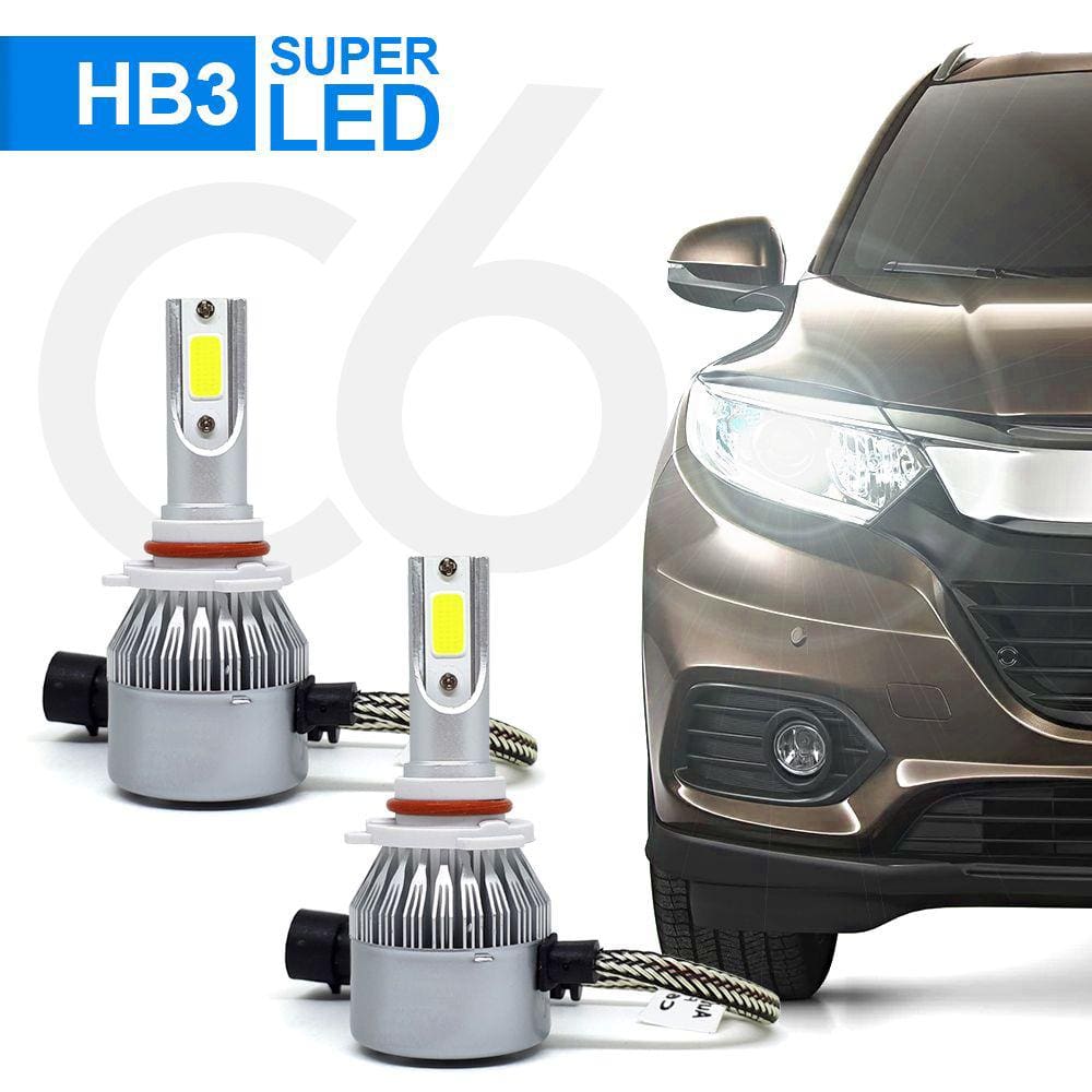 Par Lâmpadas HB3 Farol Alto Honda City 2015 2016 2017 2018 2019 2020 Super Led C6 6000k 7200 Lumens Branco Frio Efeito Xenon