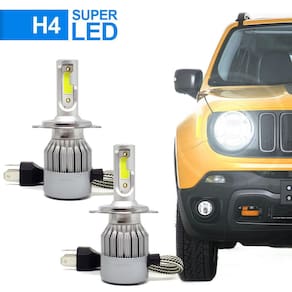 Par Lâmpadas H4 Farol Alto Baixo Hyundai HB20 2017 2018 2019 2020 Super Led C6 6000k 7200 Lumens Branco Frio Efeito Xenon