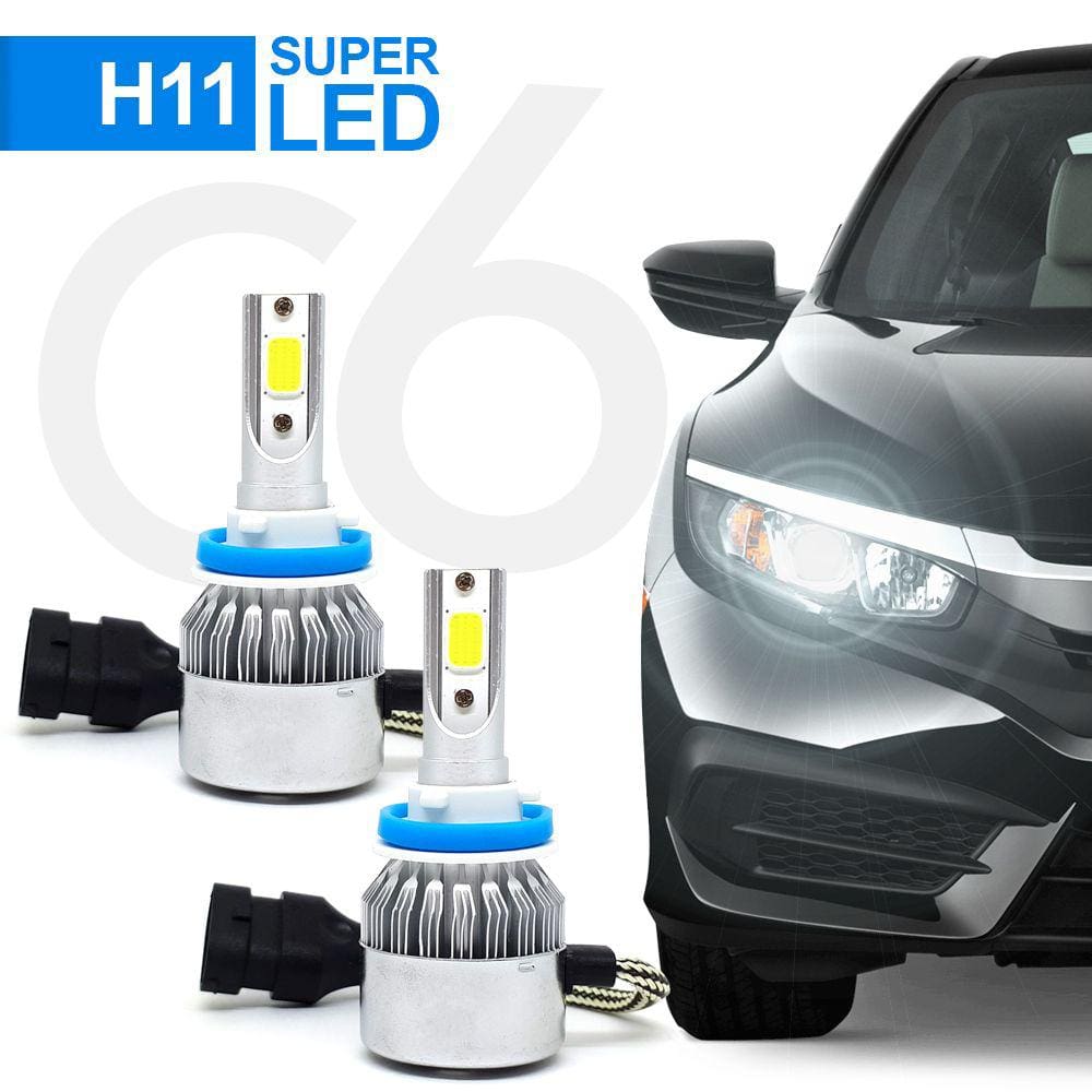 Par Lâmpadas H11 Farol Milha Nissan Tiida 2008 2009 2010 2011 2012 2013 Super Led C6 6000k 7200 Lumens Branco Frio Efeito Xenon