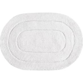Tapete De Banheiro Algodão Oval Vizapi Erode 50X70Cm Branco