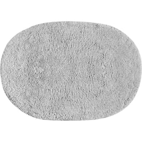 Tapete De Banheiro Algodão Oval Vizapi Dahr Vz105Pp 40X60Cm Prata