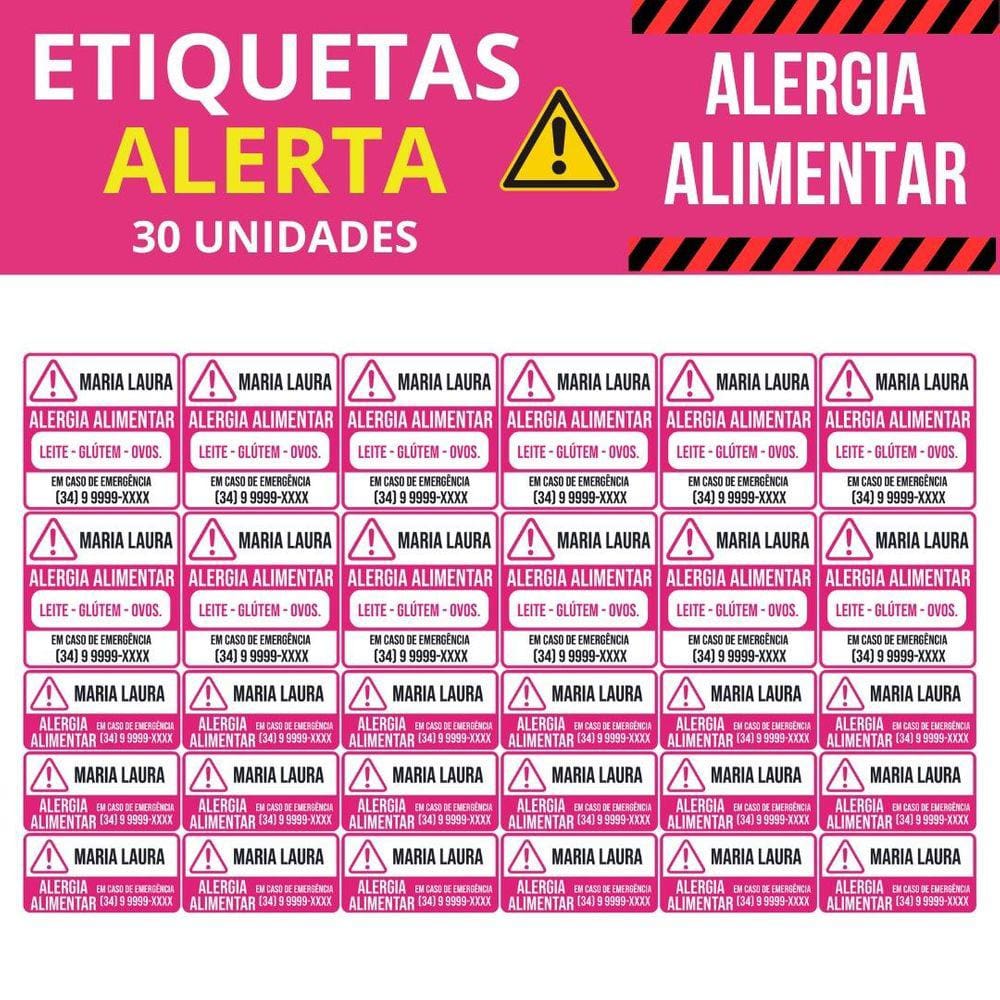 Etiqueta Alerta Alergia Alimentar Personalizada Vinil 30un