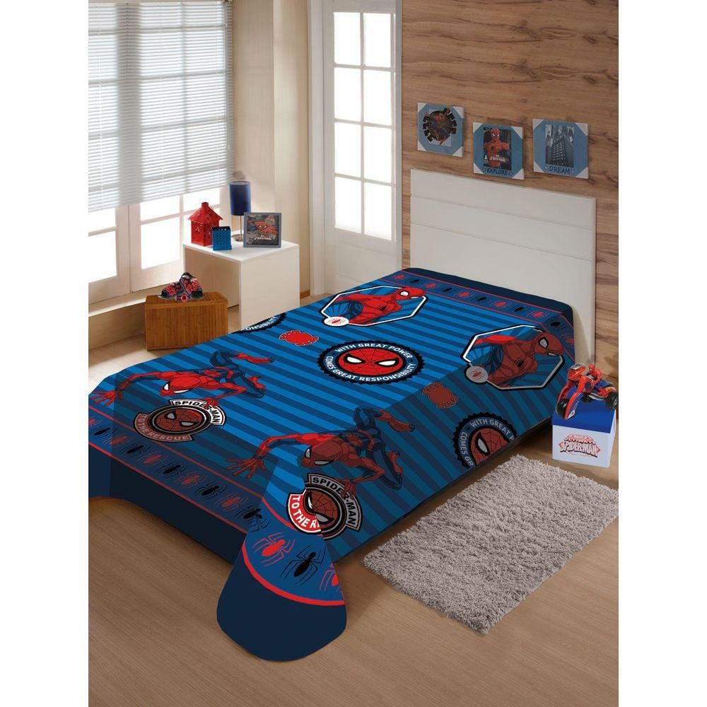 Manta Fun Solteiro Spider Man Rescue 1,50X2,00M Jolitex