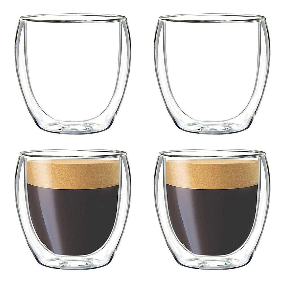 Copo De Vidro Duplo Bistro Shot Café 140Ml 4X Unidades
