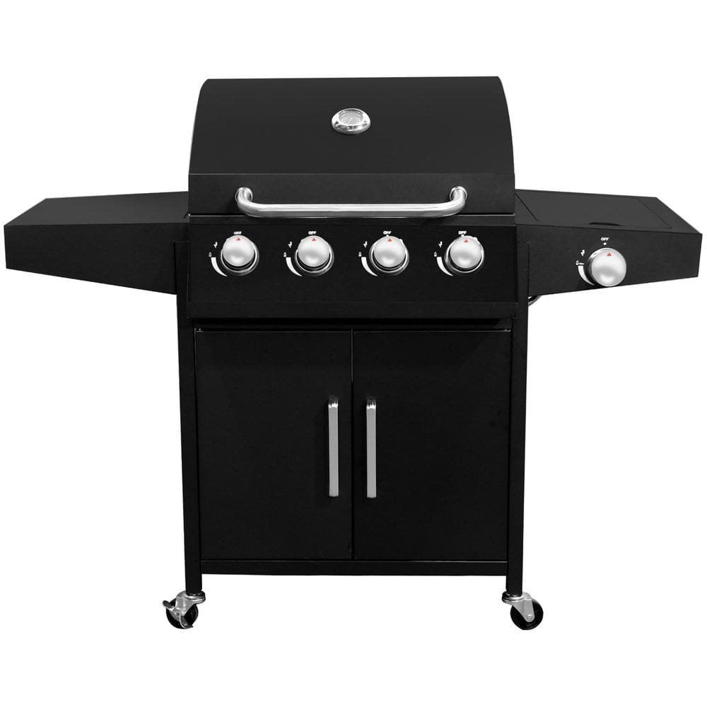 Churrasqueira a Gás 4 Queimadores Centrais 1 Lateral Americana a Bafo Carrinho