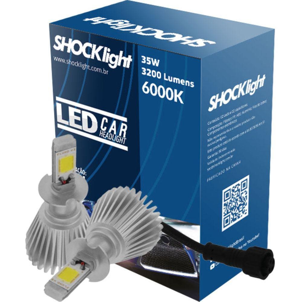 Lampada Led Head Light H3 Shocklight 3200 Lumens C/ Reator