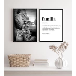 Kit 2 Quadros Para Sala Leões- Família 33X24Cm