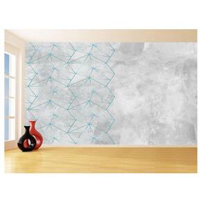 Papel De Parede Concreto Linhas Azul Turquesa 3,5M Kkt327